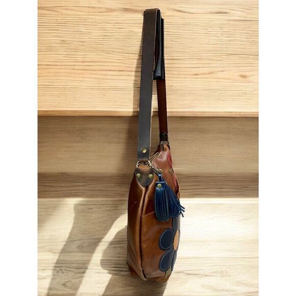 New With Out Tags In Blue Handmade Marie Leather Curved Boho Bag - Picture 4 of 11